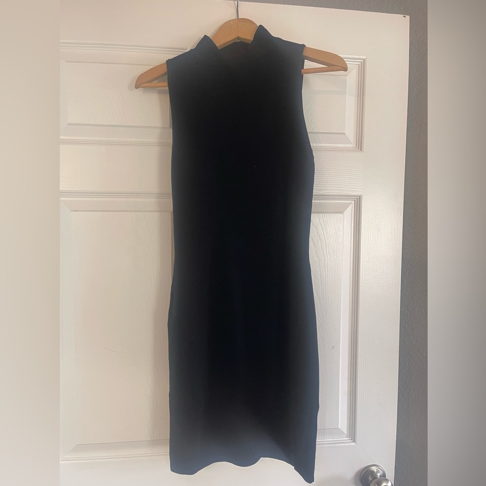 LOVE STITCH Black sleeveless ribbed tank dress